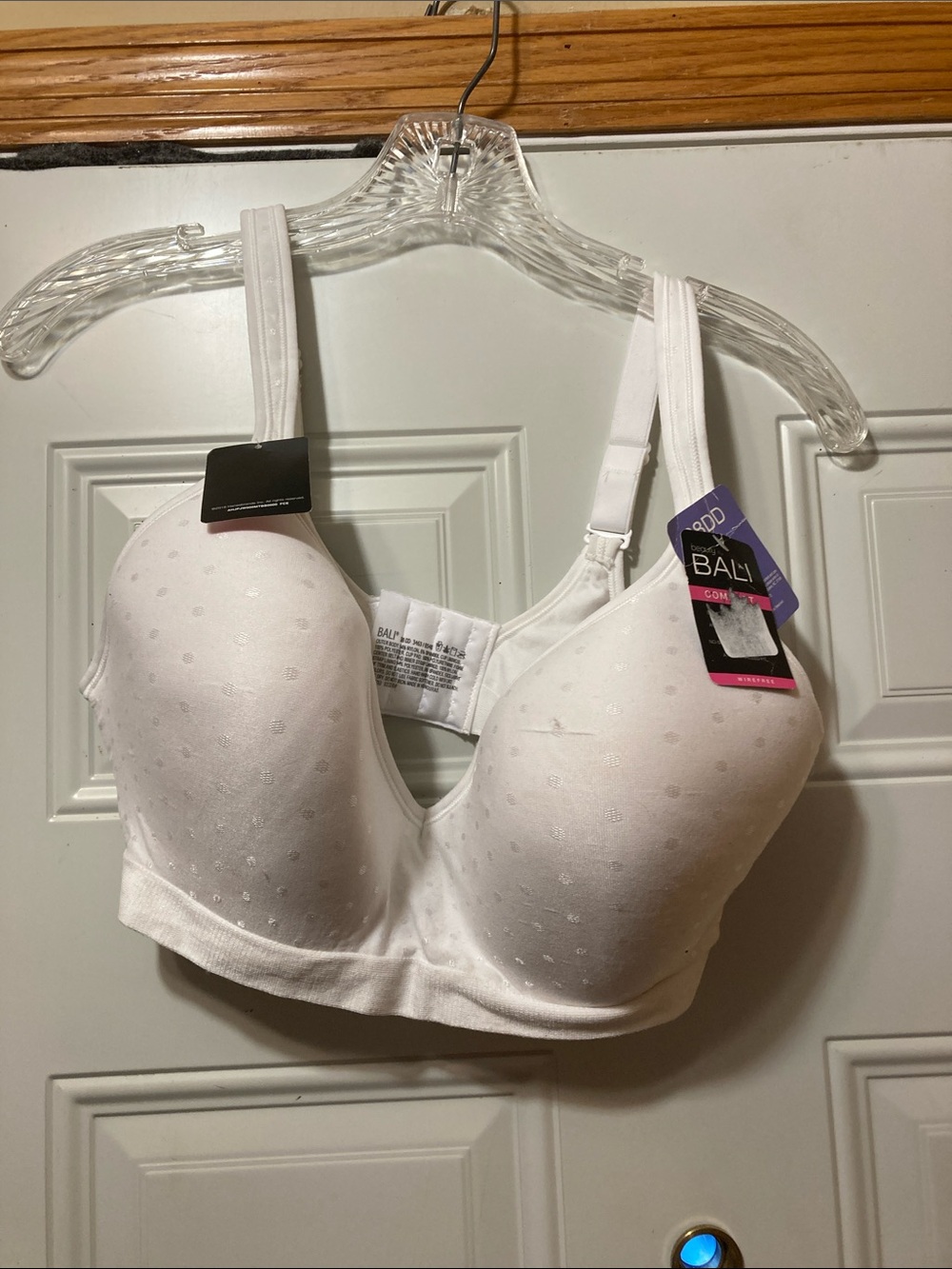 Bali White Seamless Dot-Textured Bra 38DD‎ NWT